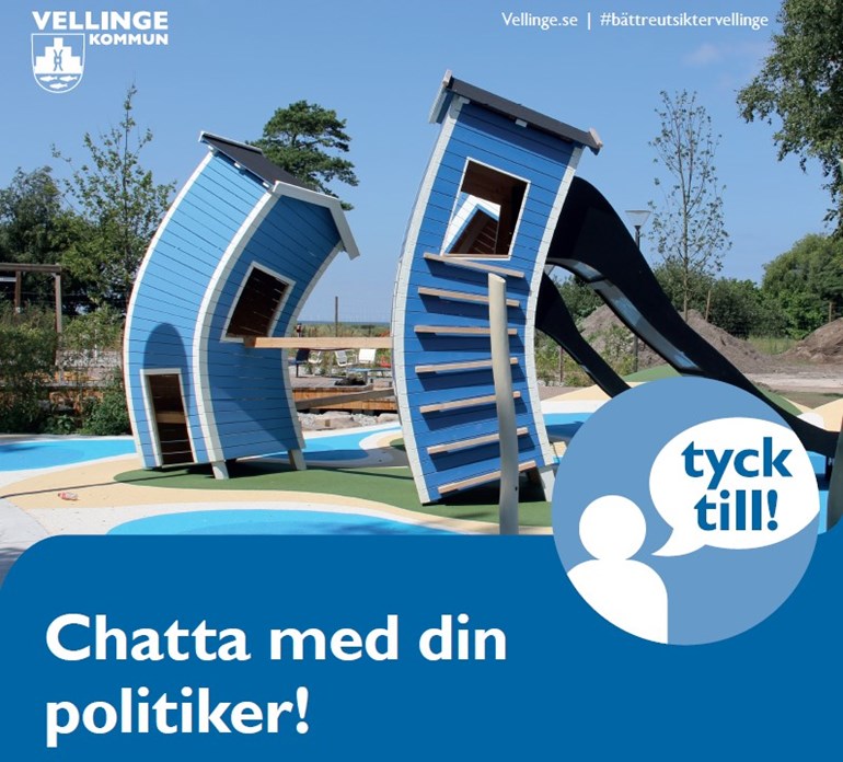 Bilden visar Nyckelhålsparken med texten Chatta med din politiker.