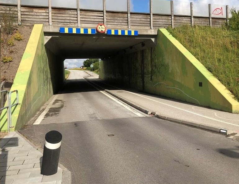 Bilden visar viadukten under E6 i höjd med Vellinge ängar busshållplats