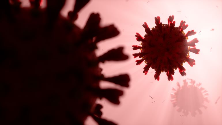 Bild på en förstoring av Covid virus 