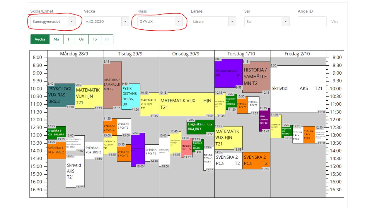 Skola24 Schema